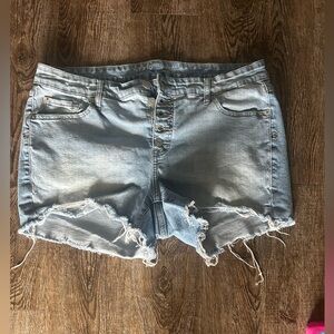Torrid Light Blue Frayed Jean Shorts